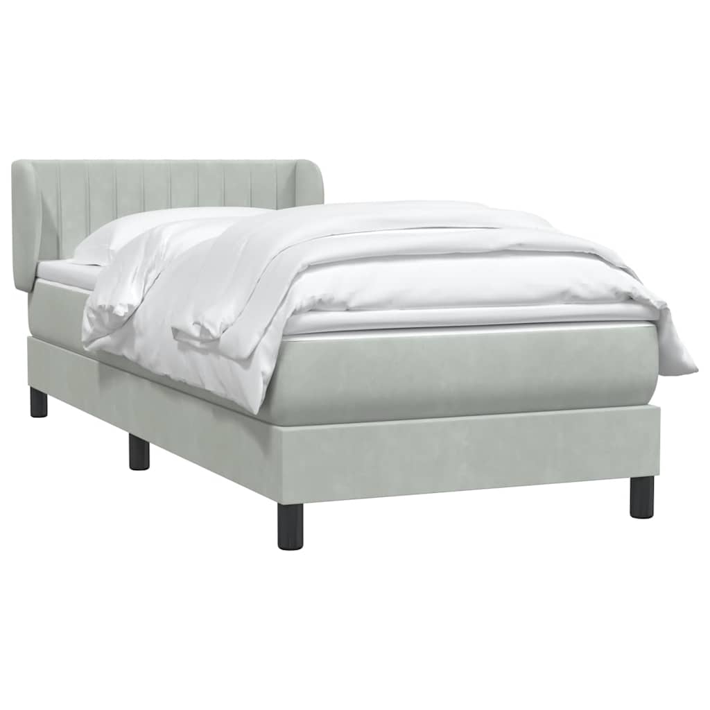 Sommier à lattes de lit et matelas gris clair 80x220 cm velours - XIOS