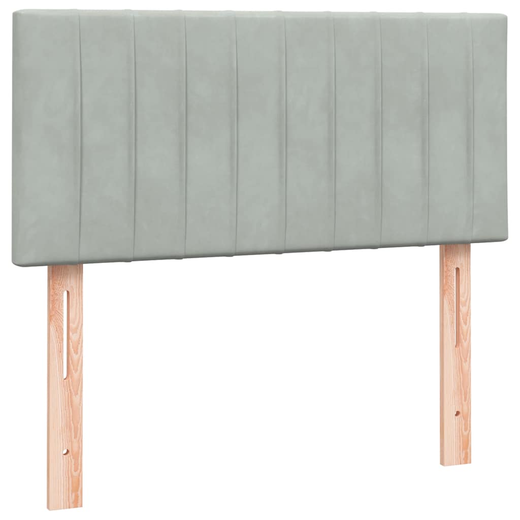 Sommier à lattes de lit et matelas gris clair 80x220 cm velours - XIOS