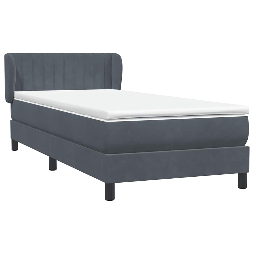 Sommier à lattes de lit et matelas gris foncé 80x220 cm velours - XIOS