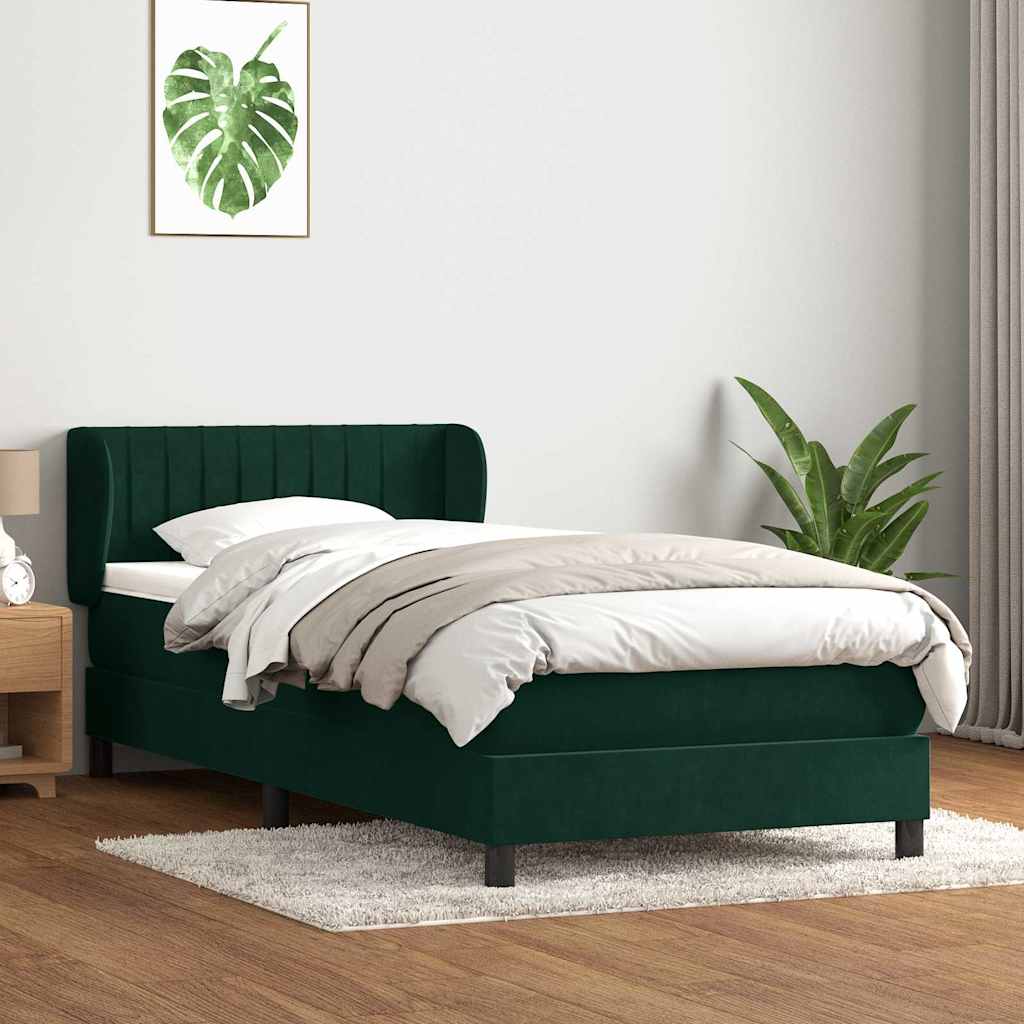 Sommier à lattes de lit et matelas vert foncé 80x220 cm velours - XIOS