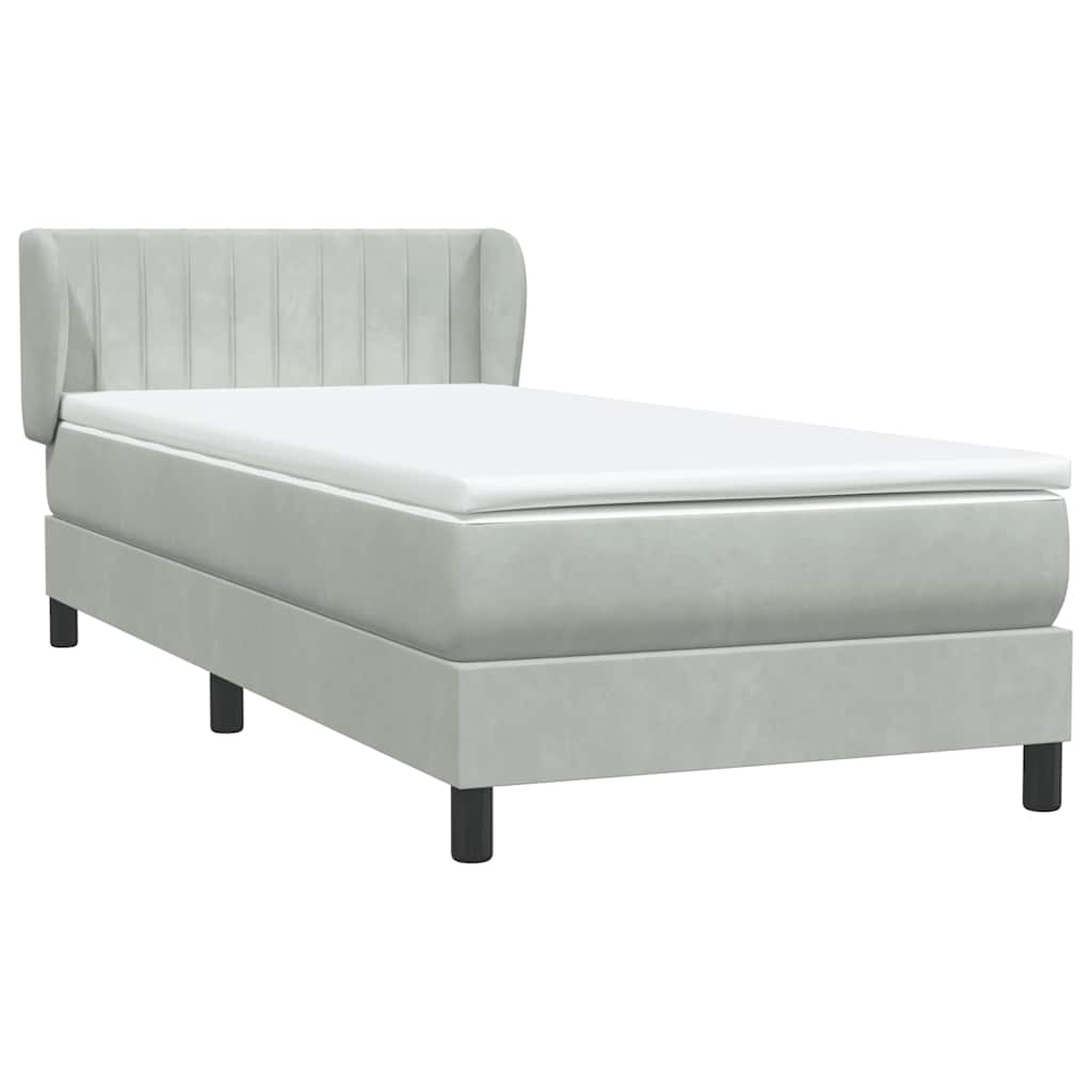 Sommier à lattes de lit et matelas gris clair 90x220 cm velours - XIOS
