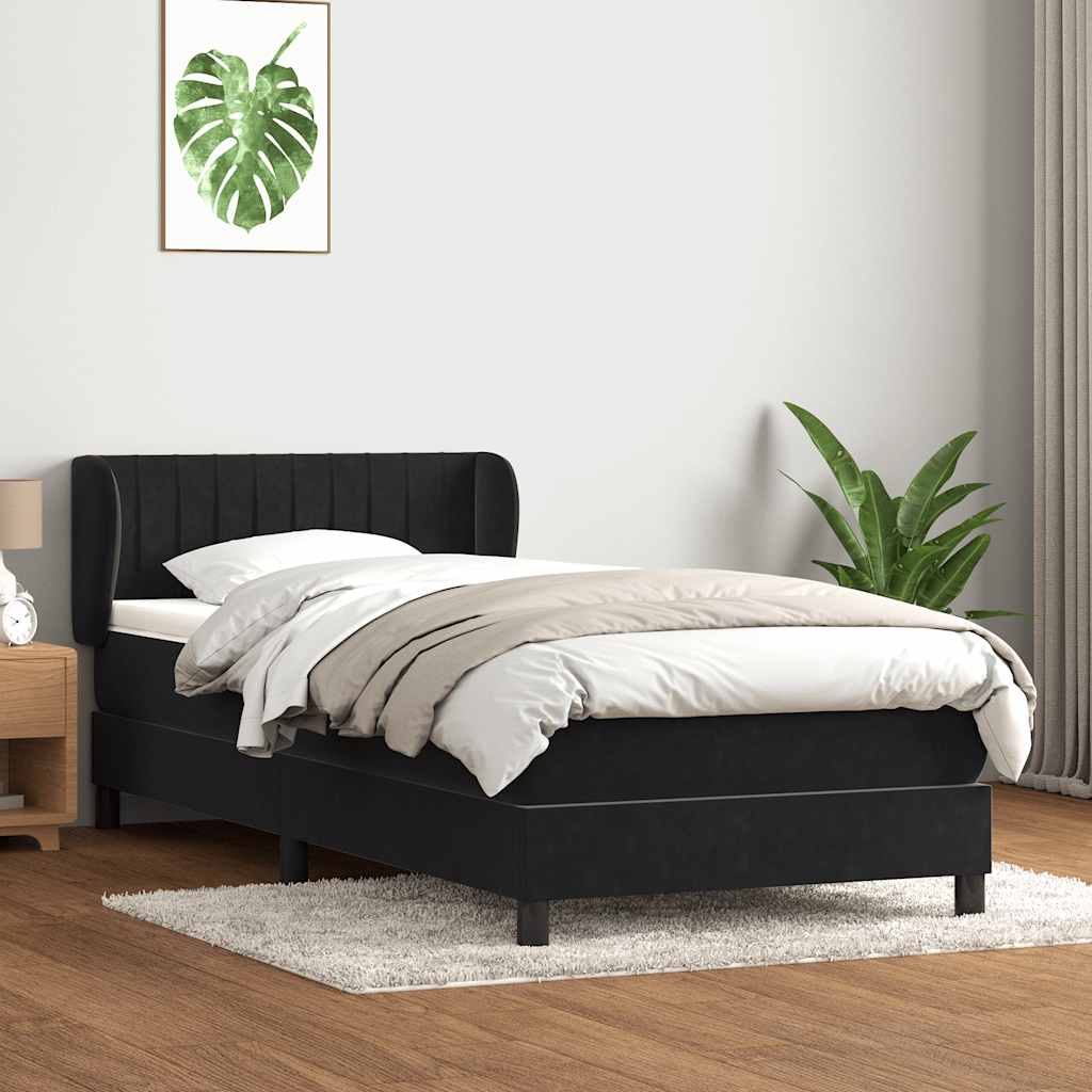 Sommier à lattes de lit avec matelas noir 90x220 cm velours - XIOS