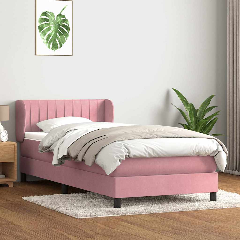 Sommier à lattes de lit avec matelas rose 90x220 cm velours - XIOS