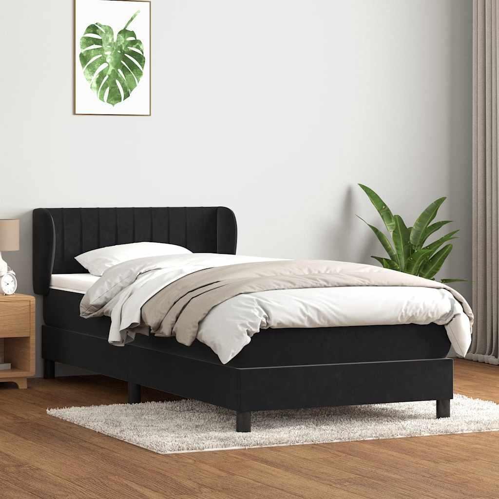 Sommier à lattes de lit avec matelas noir 100x220 cm velours - XIOS