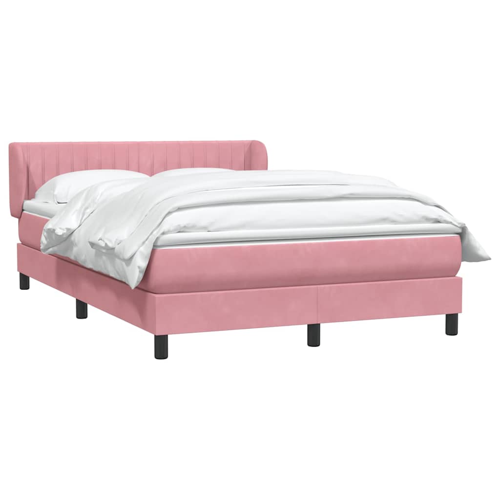 Sommier à lattes de lit avec matelas rose 140x220 cm velours - XIOS