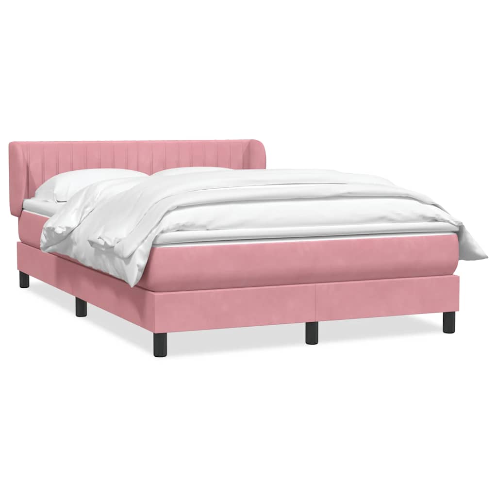 Sommier à lattes de lit avec matelas rose 160x220 cm velours - XIOS