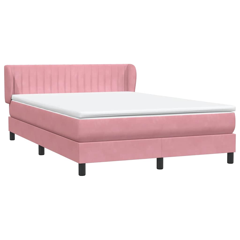 Sommier à lattes de lit avec matelas rose 160x220 cm velours - XIOS
