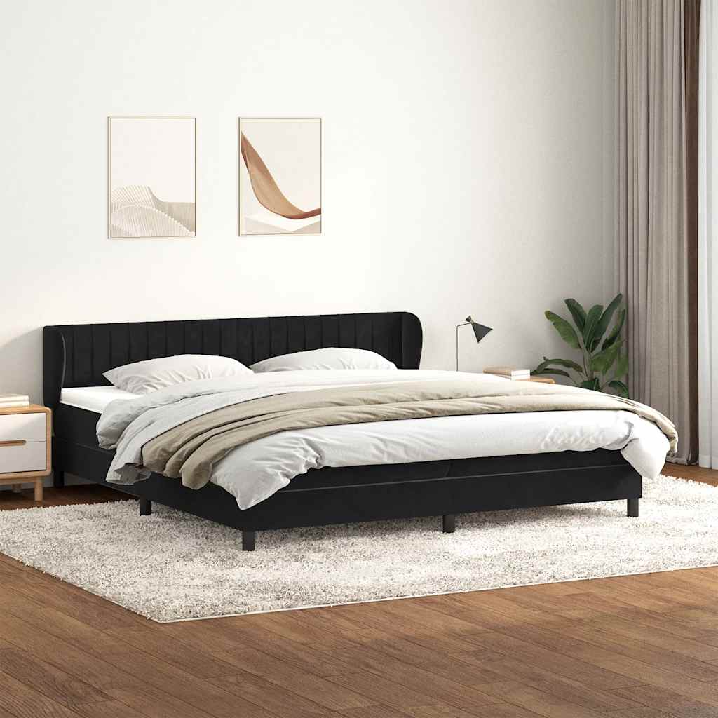 Sommier à lattes de lit avec matelas noir 200x220 cm velours - XIOS