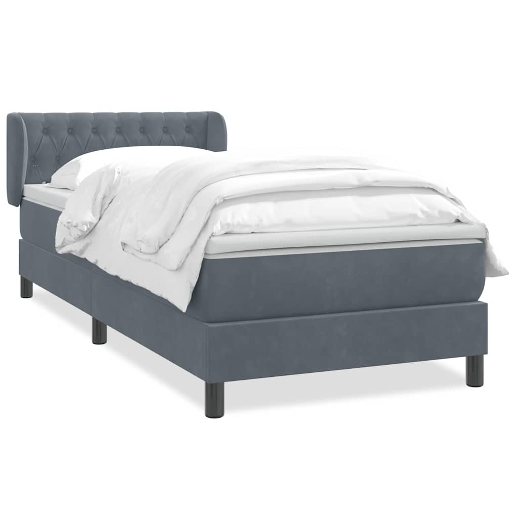 Sommier à lattes de lit et matelas gris foncé 80x210 cm velours - XIOS