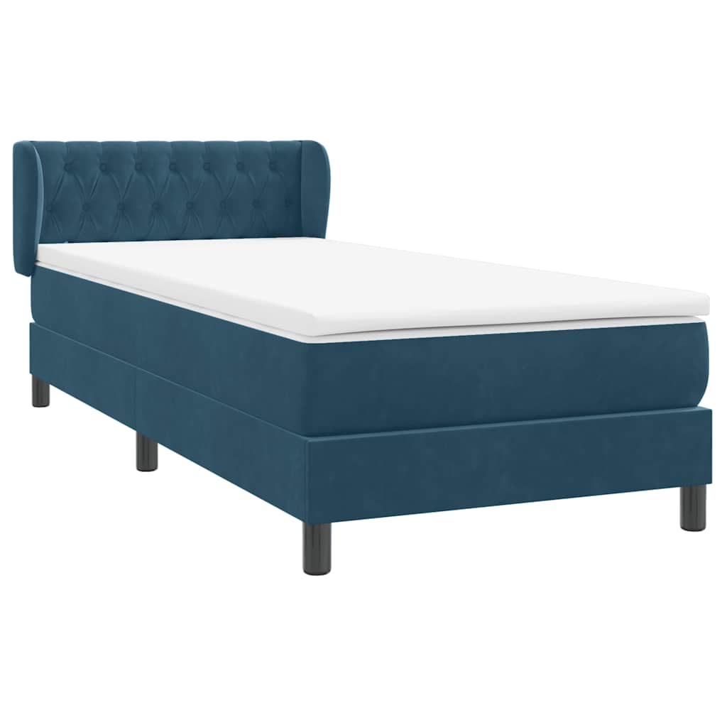 Sommier à lattes de lit et matelas bleu foncé 80x210 cm velours - XIOS