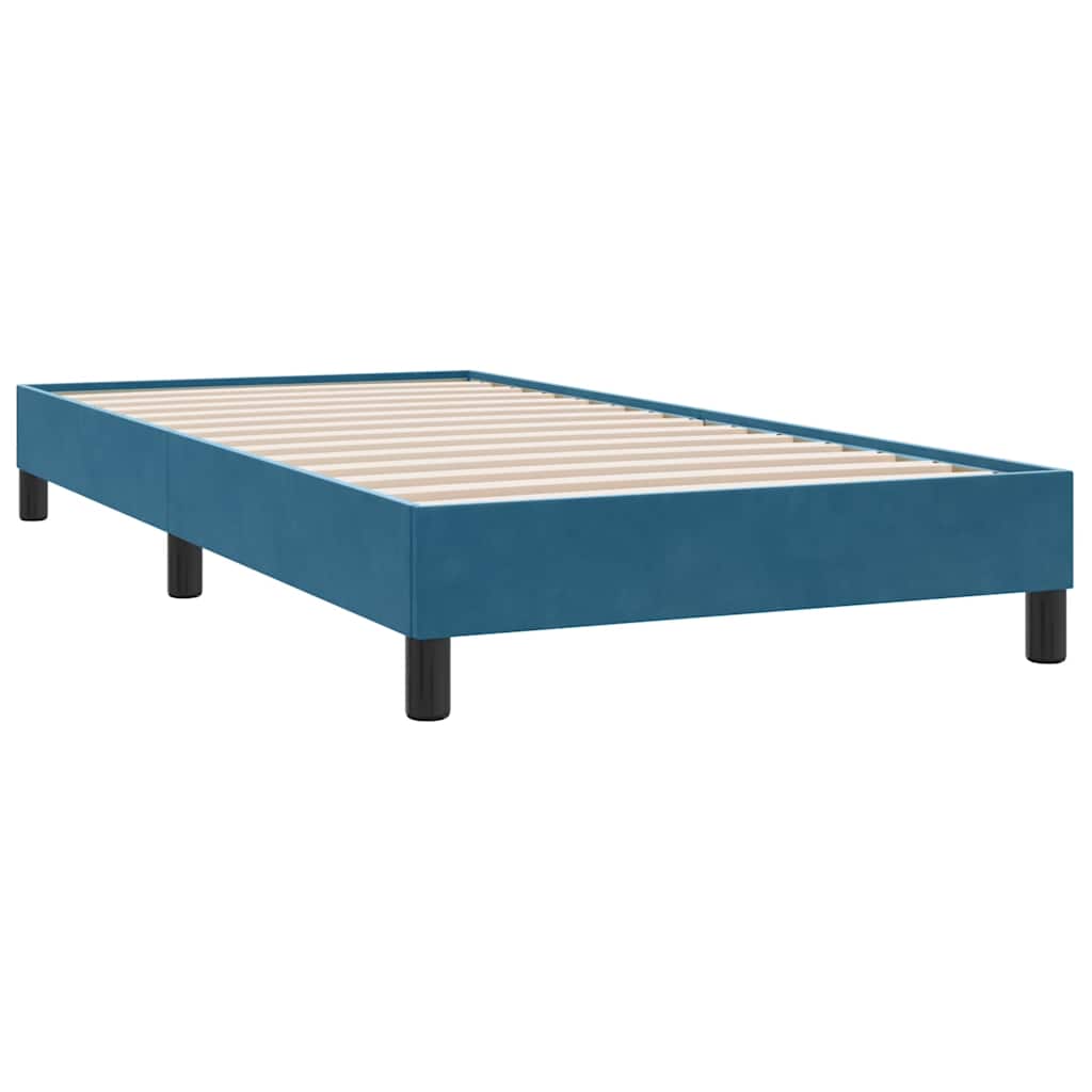 Sommier à lattes de lit et matelas bleu foncé 80x210 cm velours - XIOS
