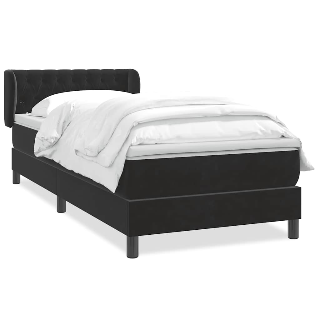 Sommier à lattes de lit avec matelas noir 90x210 cm velours - XIOS