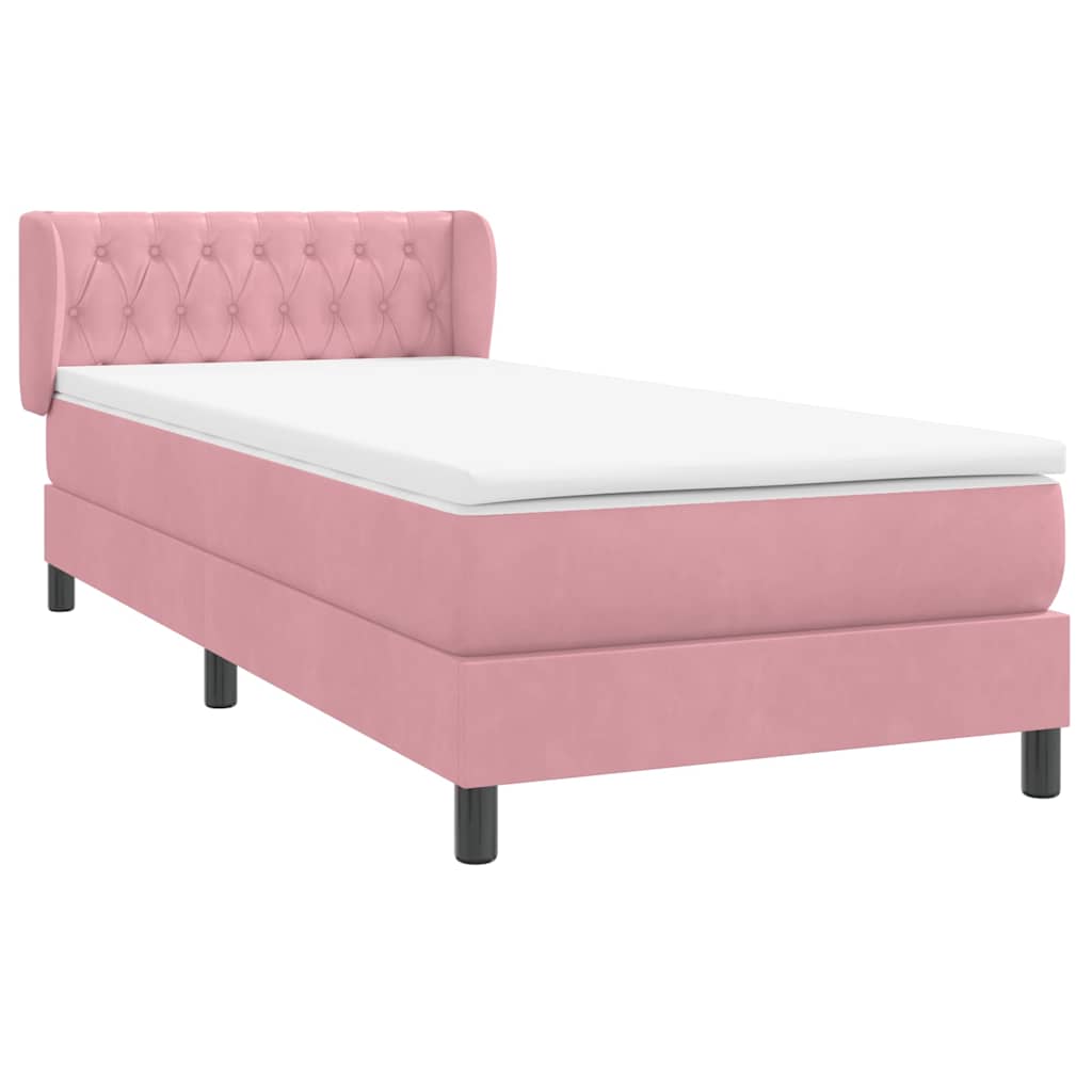 Sommier à lattes de lit avec matelas rose 100x210 cm velours - XIOS