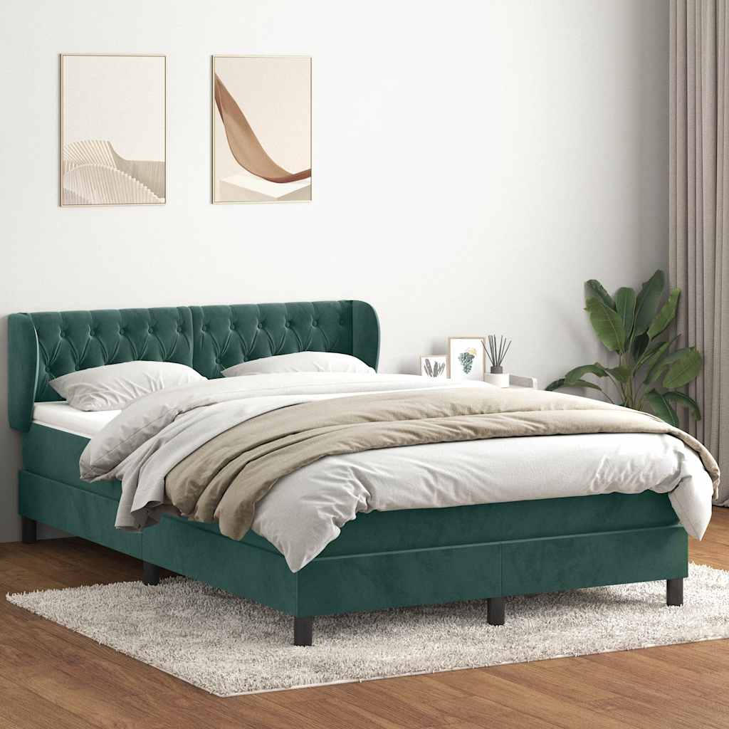 Sommier à lattes de lit et matelas vert foncé 140x210cm velours - XIOS