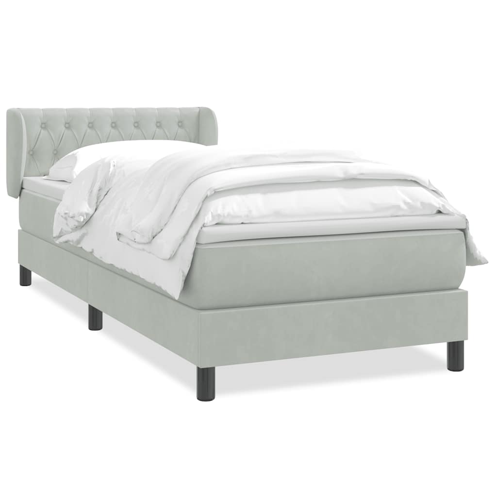 Sommier à lattes de lit et matelas gris clair 80x220 cm velours - XIOS