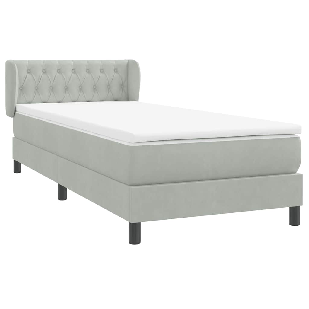 Sommier à lattes de lit et matelas gris clair 80x220 cm velours - XIOS