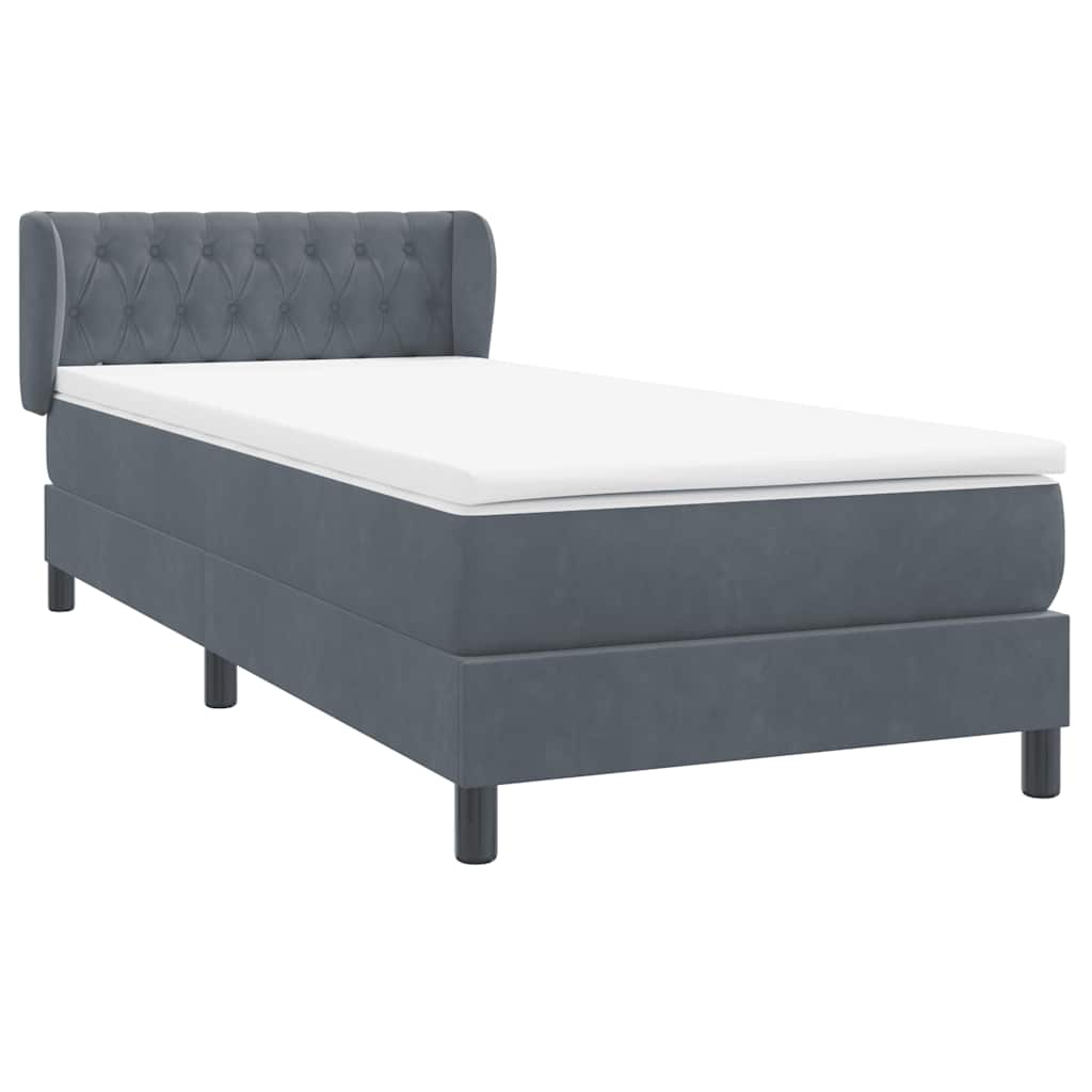 Sommier à lattes de lit et matelas gris foncé 80x220 cm velours - XIOS