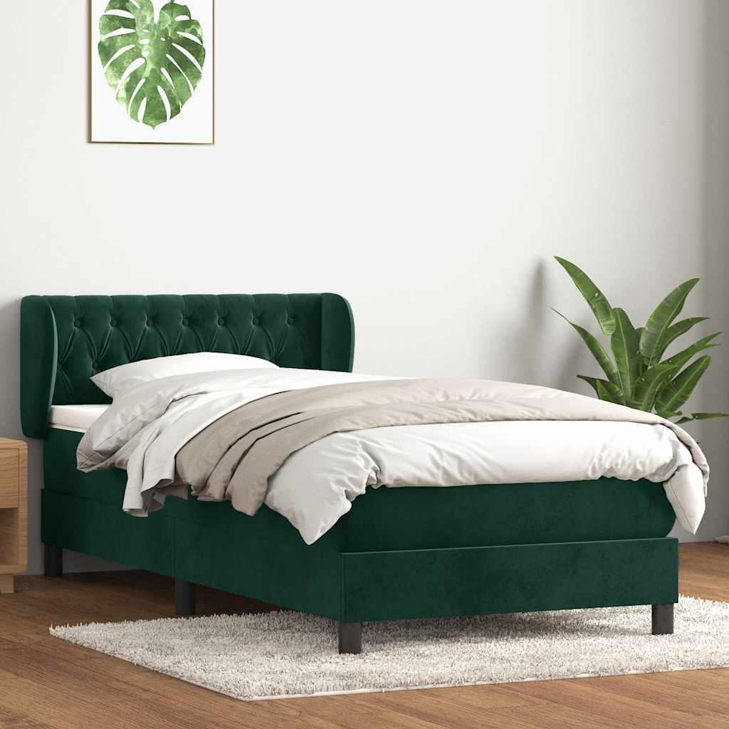 Sommier à lattes de lit et matelas vert foncé 80x220 cm velours - XIOS