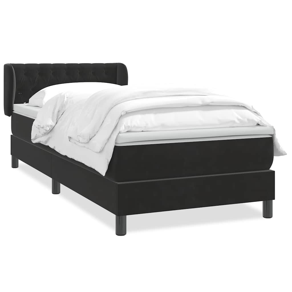 Sommier à lattes de lit avec matelas noir 90x220 cm velours - XIOS