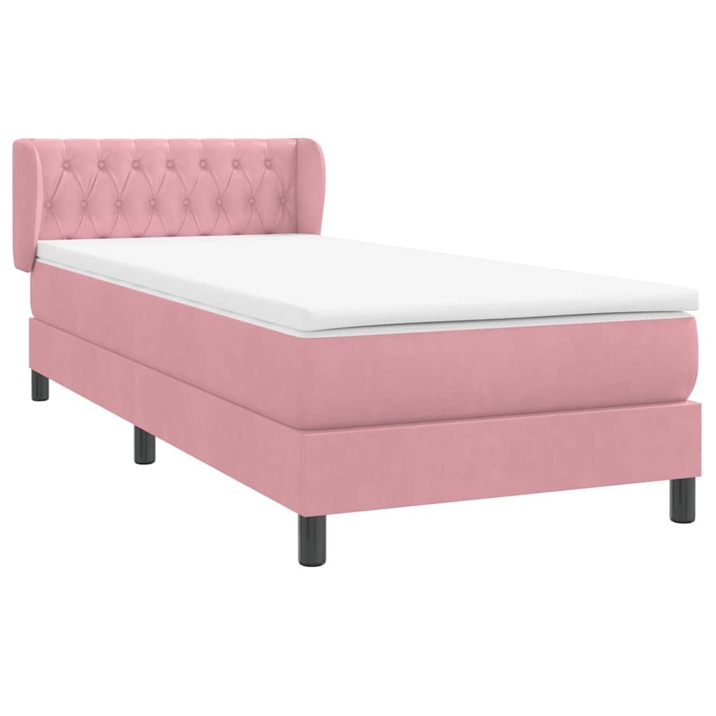 Sommier à lattes de lit avec matelas rose 90x220 cm velours - XIOS