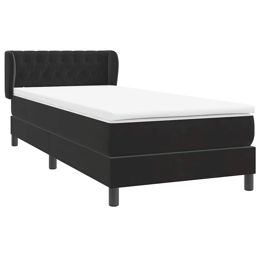 Sommier à lattes de lit avec matelas noir 100x220 cm velours - XIOS