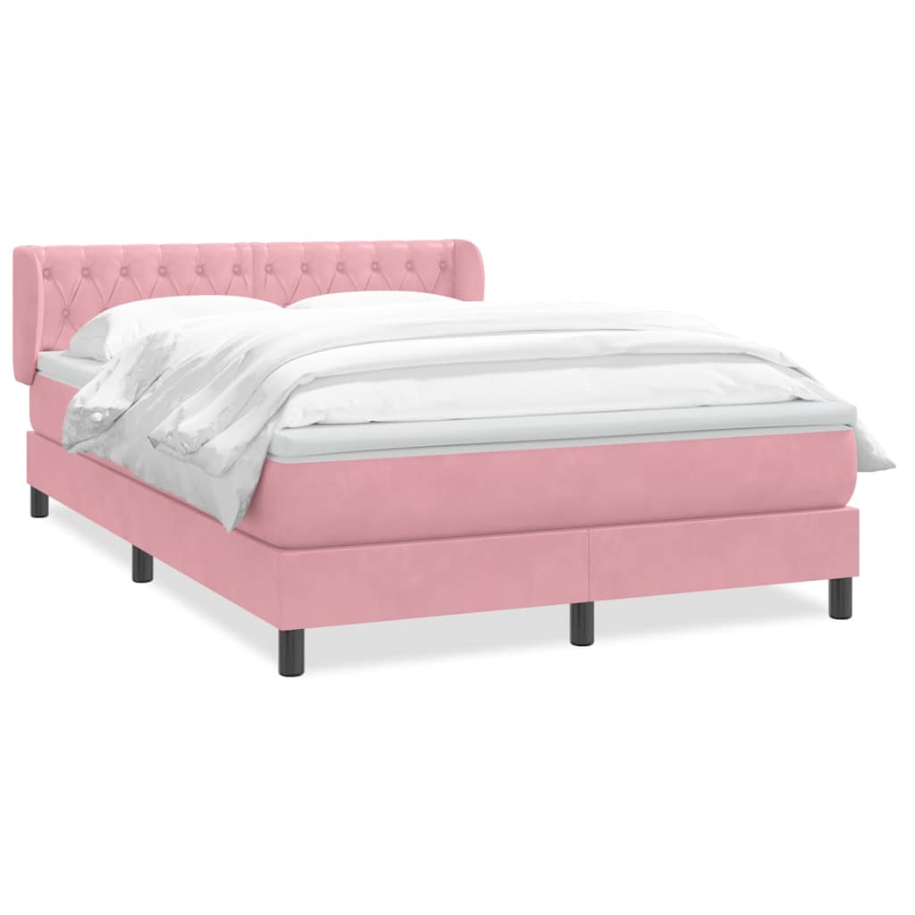 Sommier à lattes de lit avec matelas rose 140x220 cm velours - XIOS