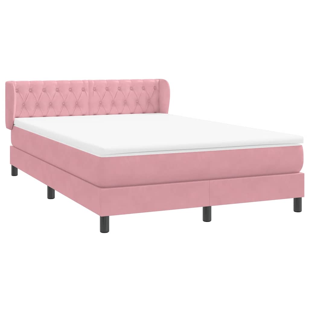 Sommier à lattes de lit avec matelas rose 160x220 cm velours - XIOS