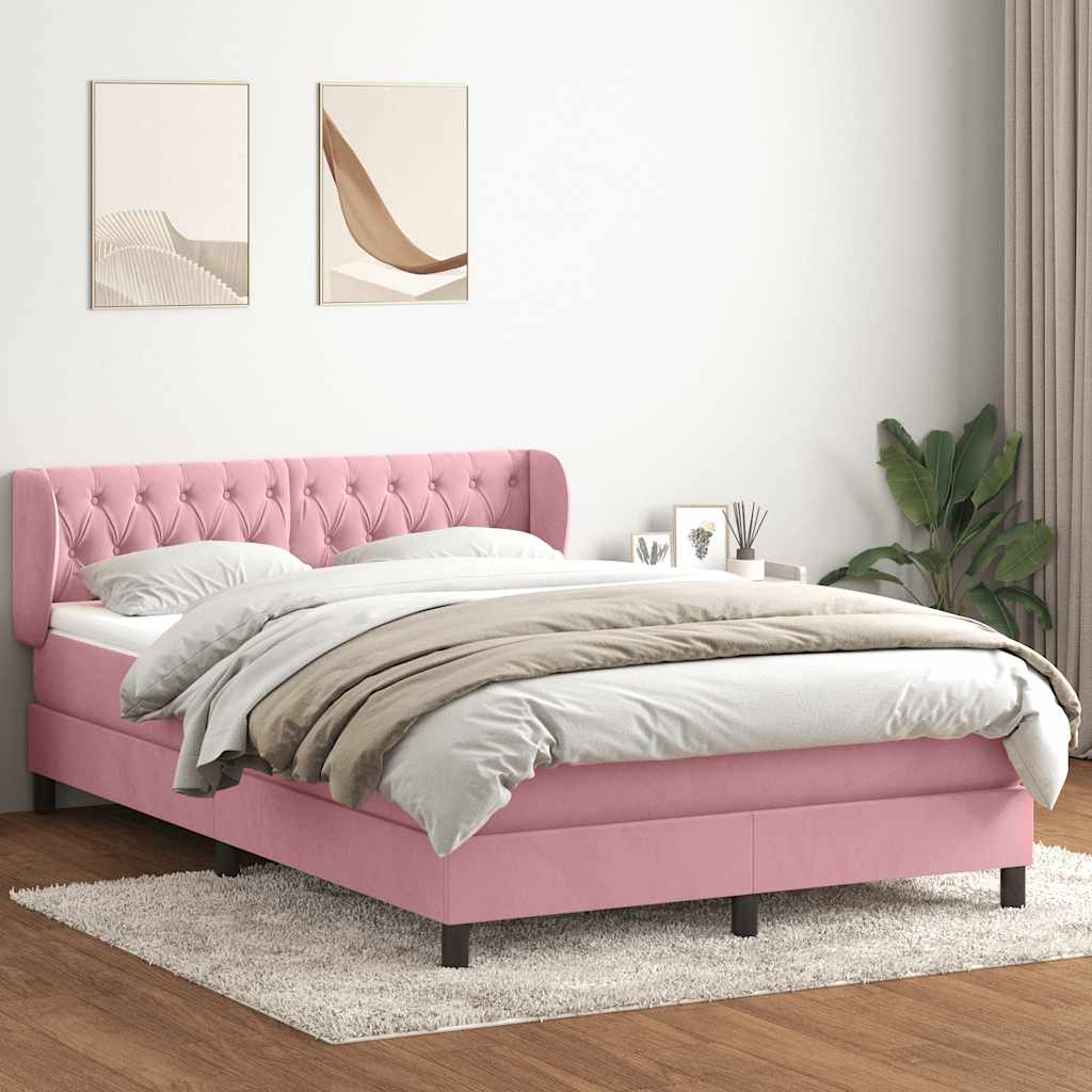 Sommier à lattes de lit avec matelas rose 160x220 cm velours - XIOS