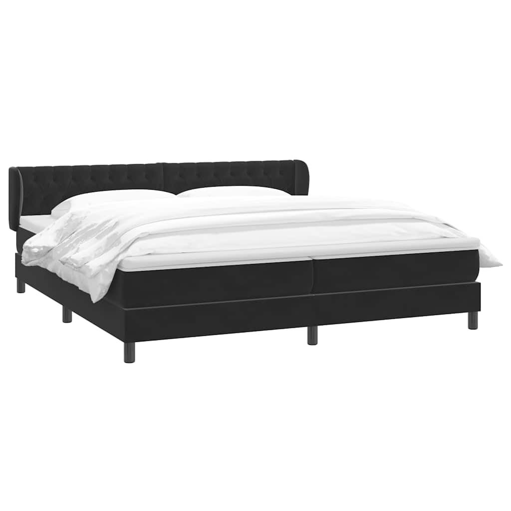 Sommier à lattes de lit avec matelas noir 200x220 cm velours - XIOS