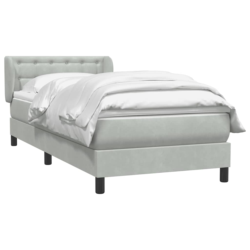 Sommier à lattes de lit et matelas gris clair 80x210 cm velours - XIOS