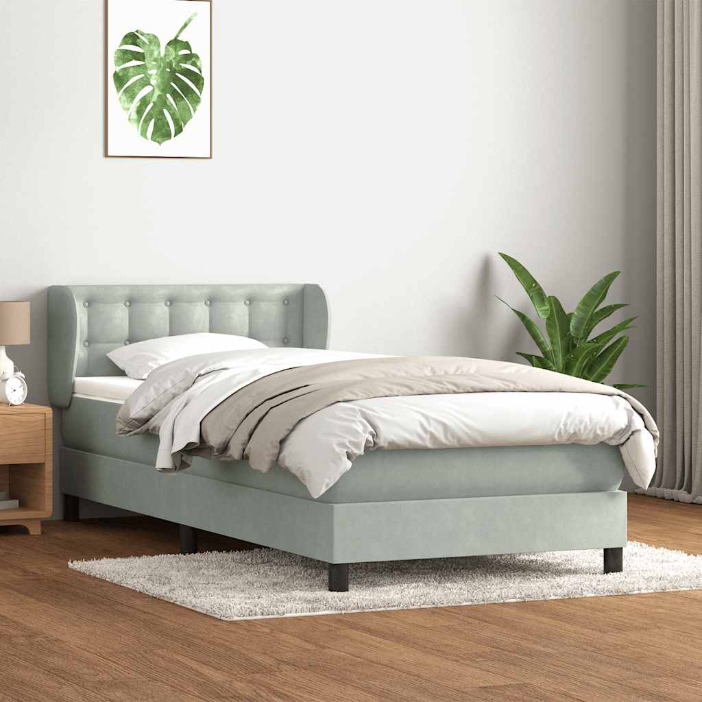 Sommier à lattes de lit et matelas gris clair 80x210 cm velours - XIOS