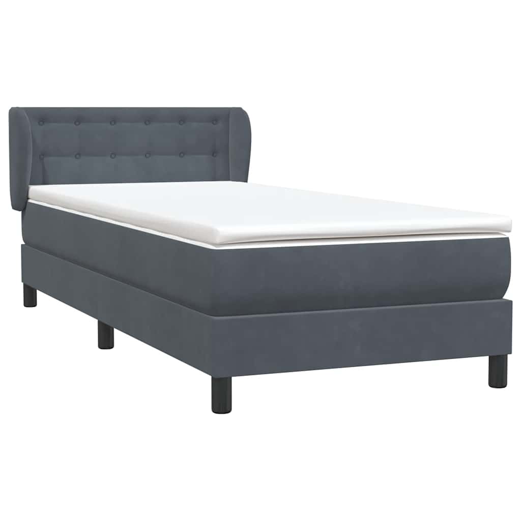 Sommier à lattes de lit et matelas gris foncé 80x210 cm velours - XIOS