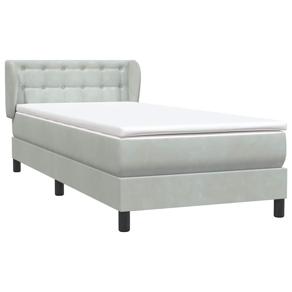 Sommier à lattes de lit et matelas gris clair 90x210 cm velours - XIOS