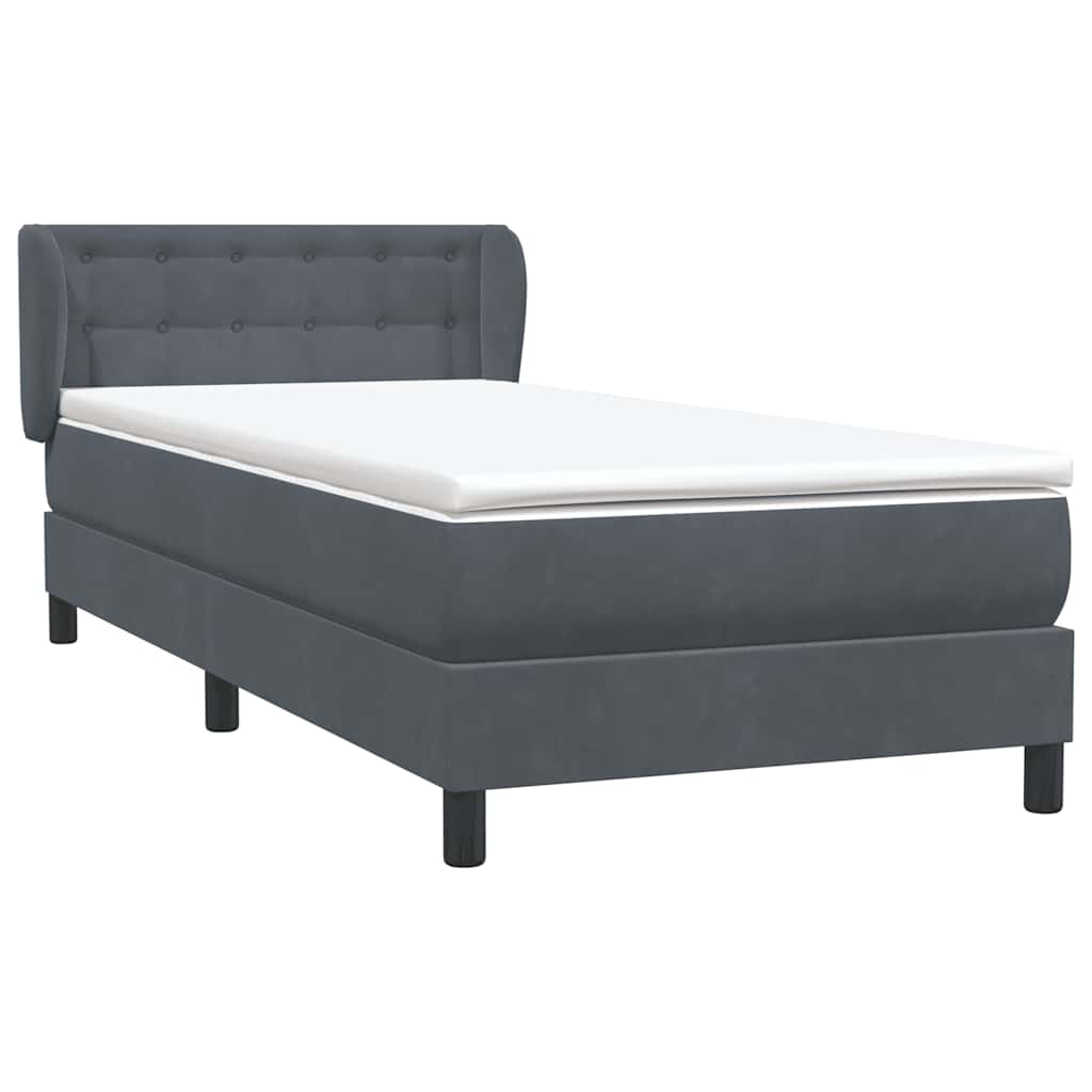 Sommier à lattes de lit et matelas gris foncé 90x210 cm velours - XIOS
