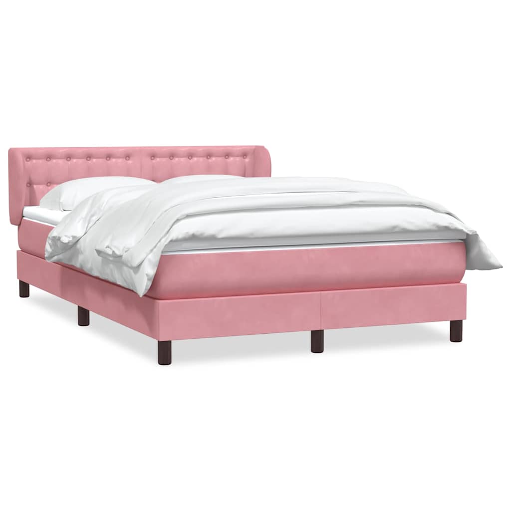 Sommier à lattes de lit avec matelas rose 140x210 cm velours - XIOS