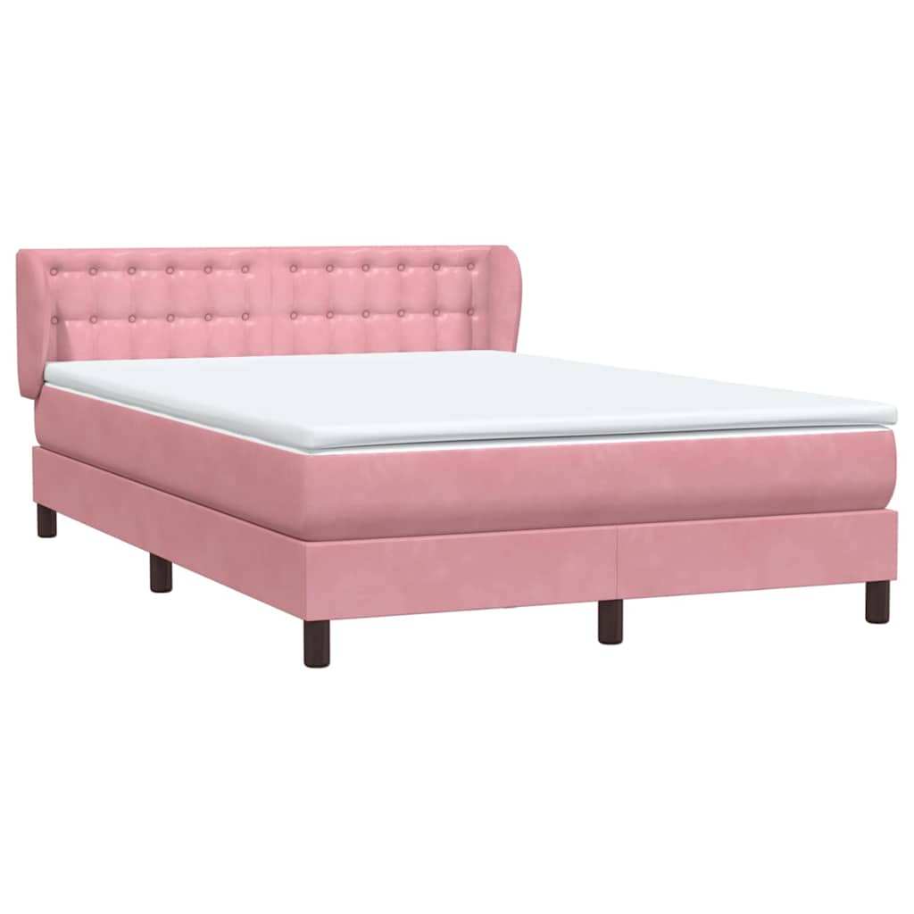 Sommier à lattes de lit avec matelas rose 140x210 cm velours - XIOS