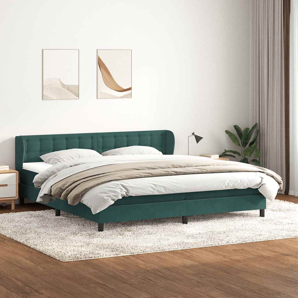 Sommier à lattes de lit et matelas vert foncé 180x210cm velours - XIOS
