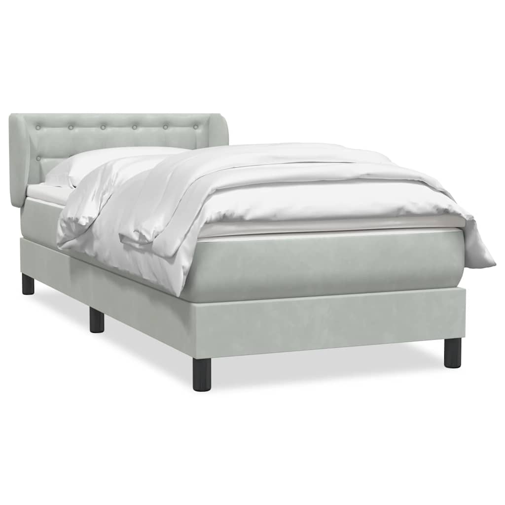Sommier à lattes de lit et matelas gris clair 80x220 cm velours - XIOS