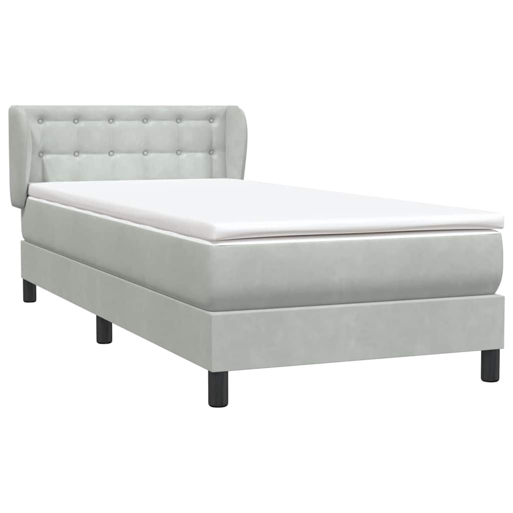 Sommier à lattes de lit et matelas gris clair 80x220 cm velours - XIOS