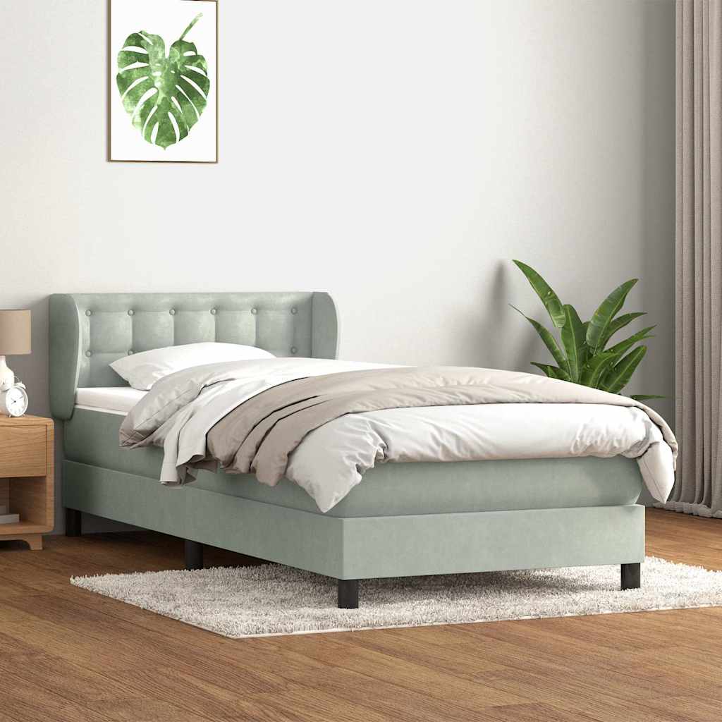 Sommier à lattes de lit et matelas gris clair 80x220 cm velours - XIOS
