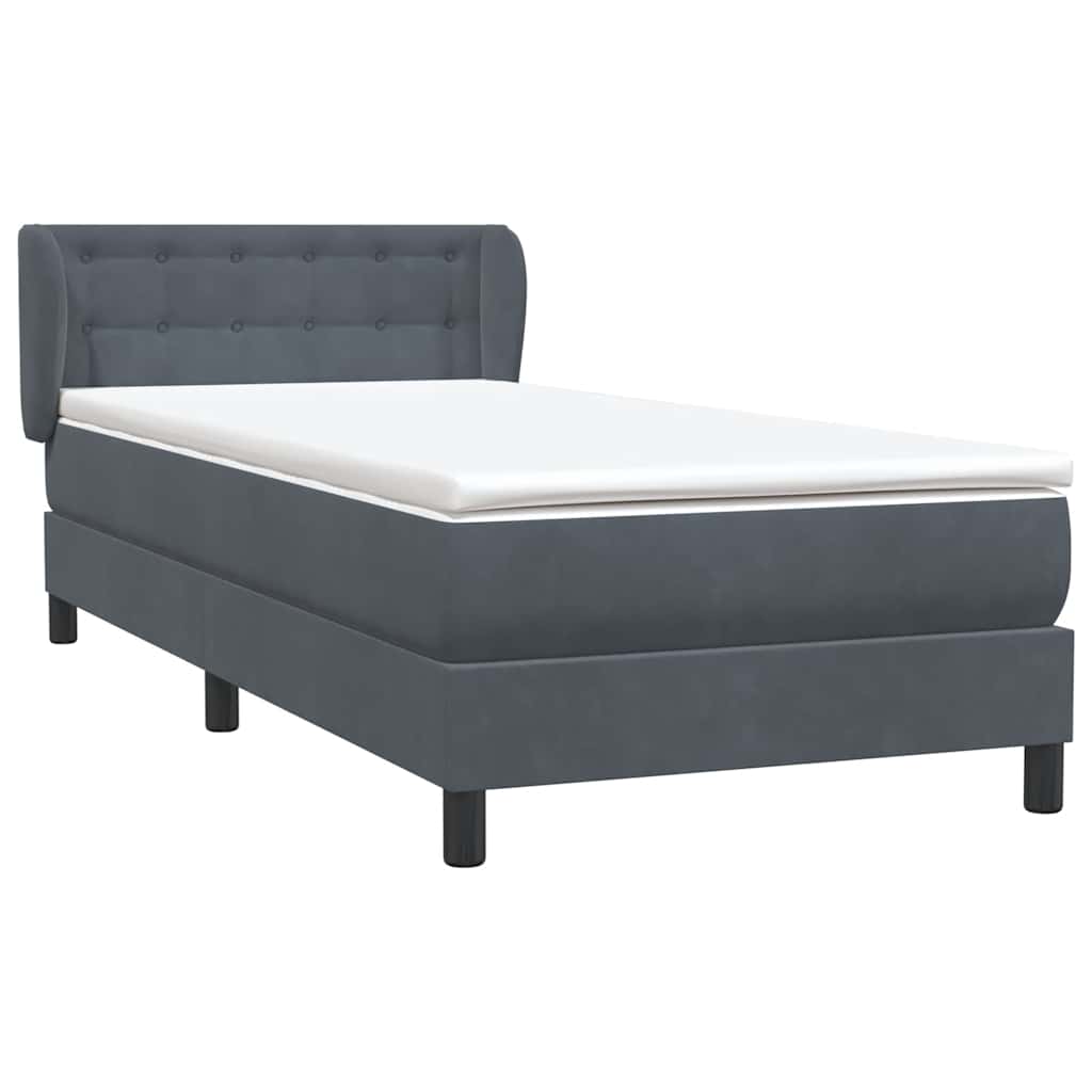 Sommier à lattes de lit et matelas gris foncé 80x220 cm velours - XIOS