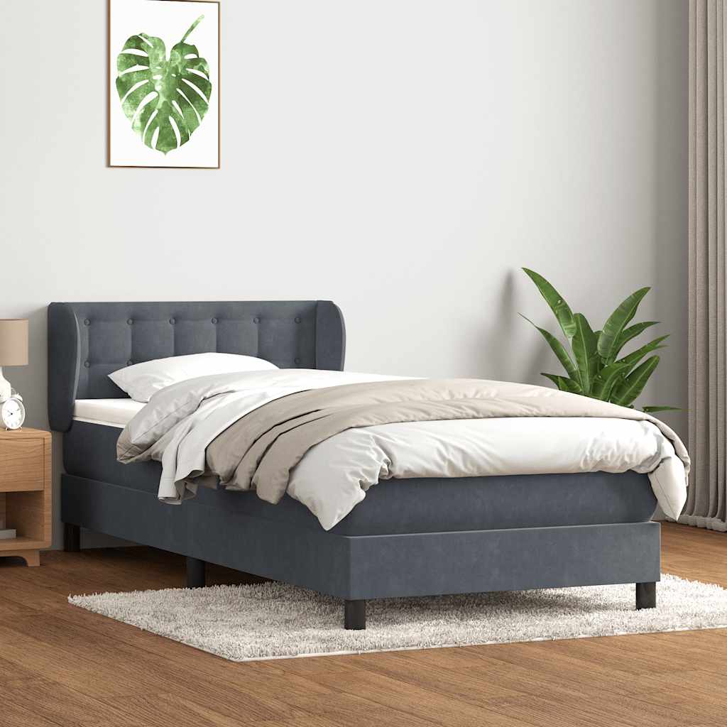 Sommier à lattes de lit et matelas gris foncé 80x220 cm velours - XIOS