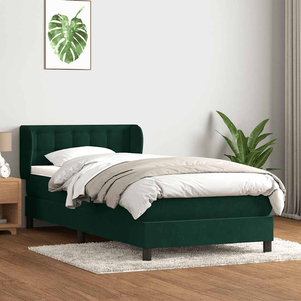 Sommier à lattes de lit et matelas vert foncé 80x220 cm velours - XIOS