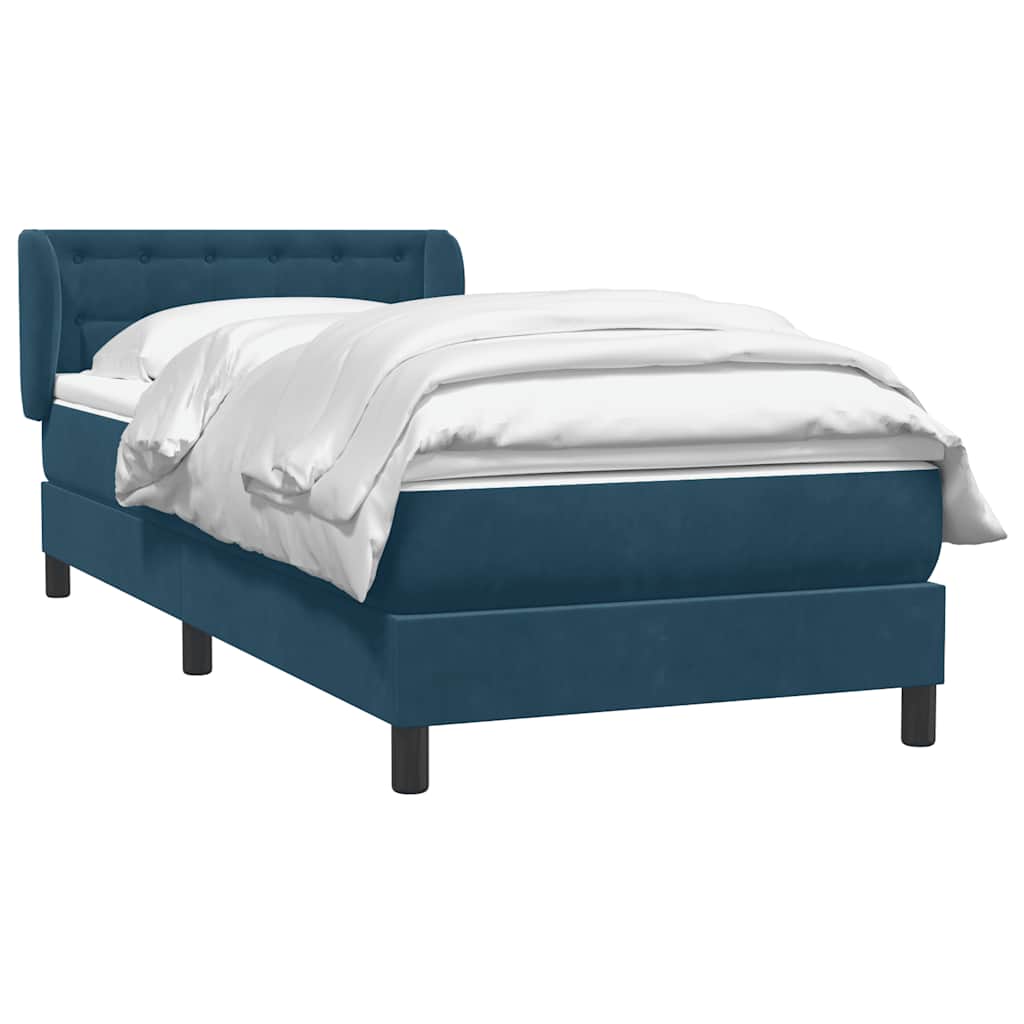 Sommier à lattes de lit et matelas bleu foncé 80x220 cm velours - XIOS