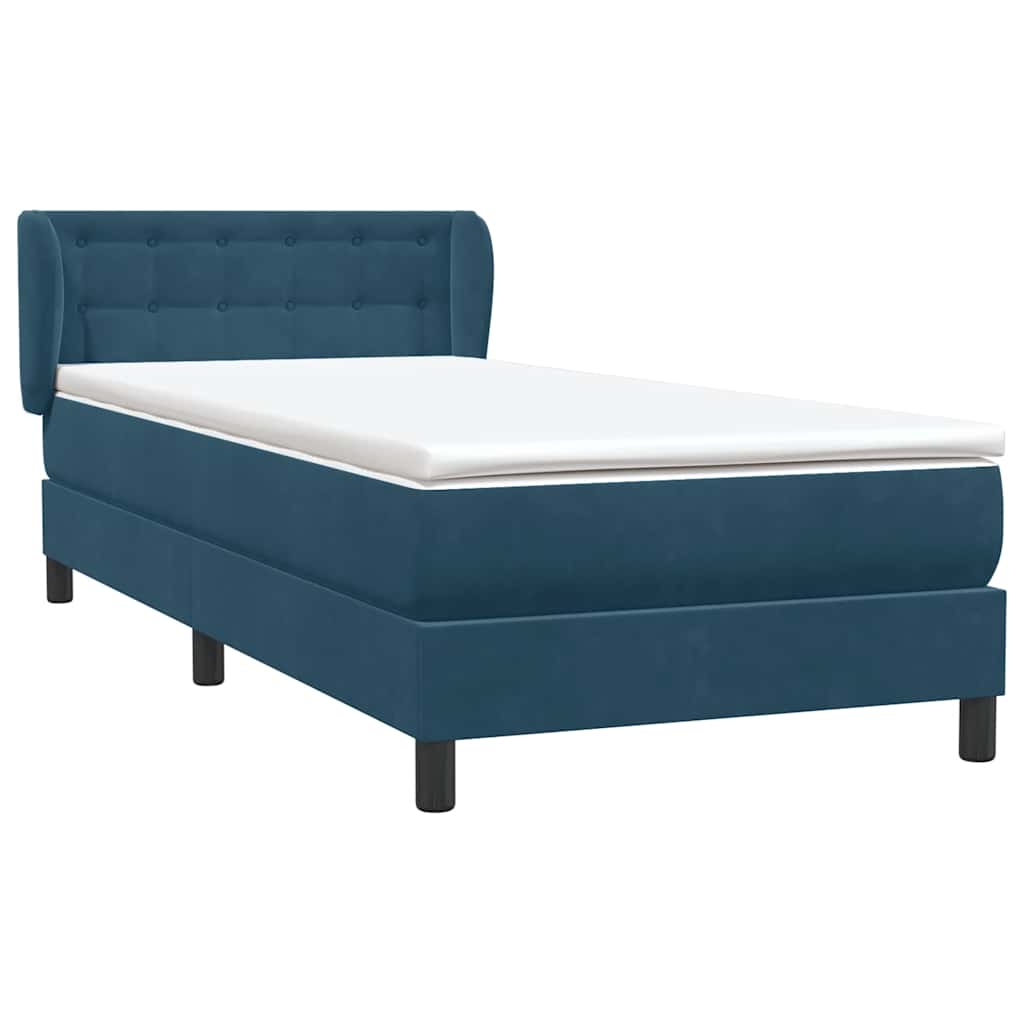 Sommier à lattes de lit et matelas bleu foncé 80x220 cm velours - XIOS