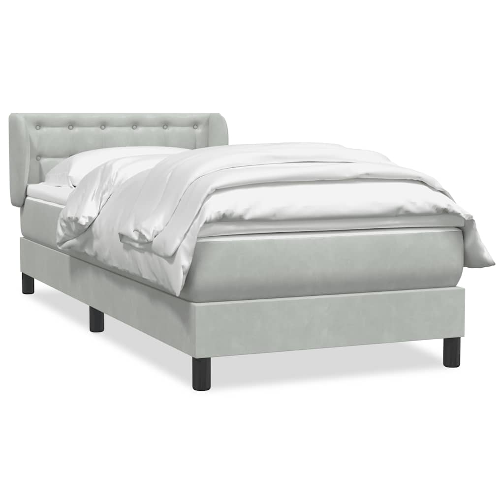 Sommier à lattes de lit et matelas gris clair 90x220 cm velours - XIOS