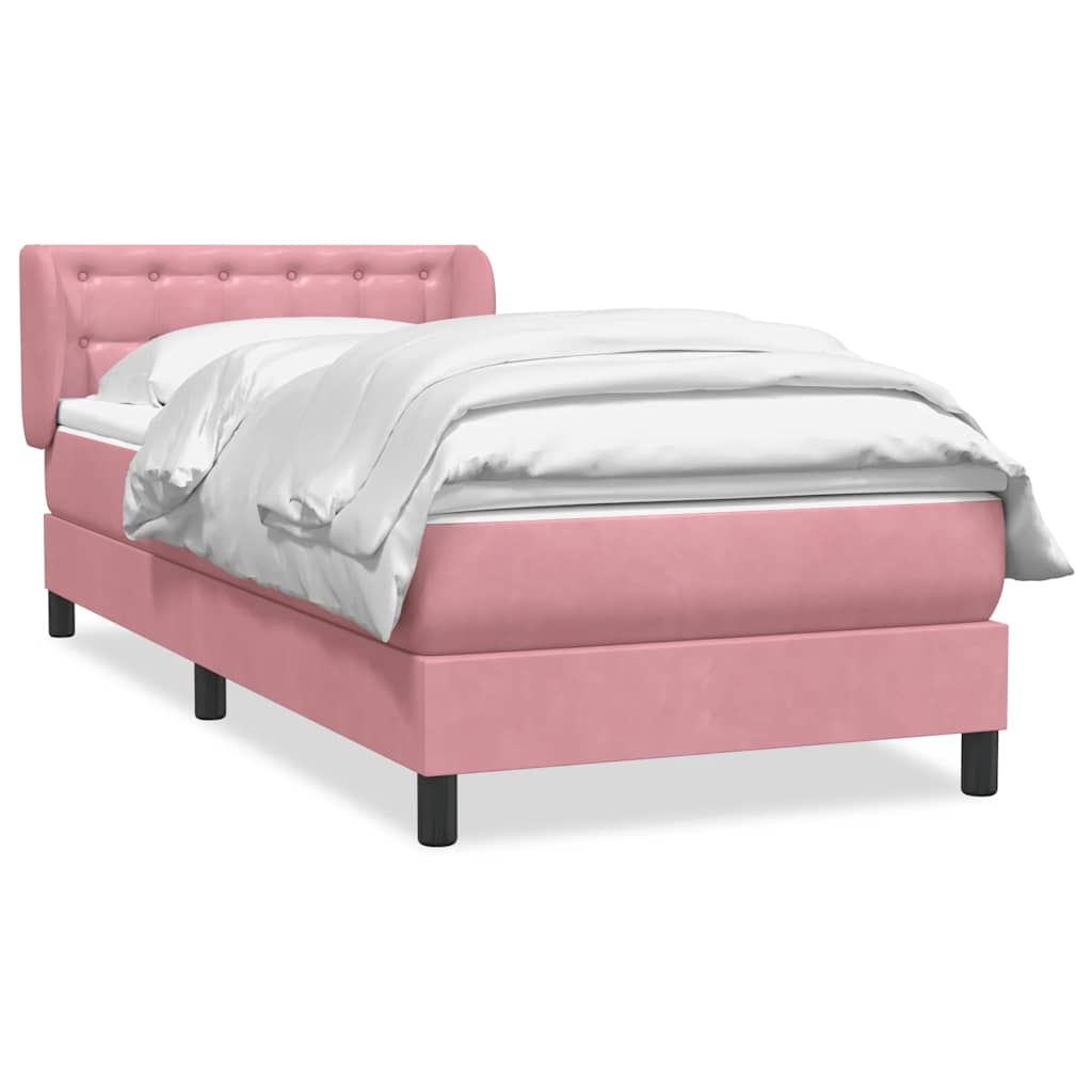 Sommier à lattes de lit avec matelas rose 100x220 cm velours - XIOS