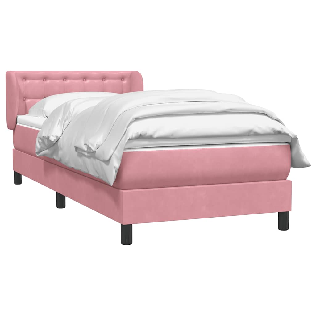 Sommier à lattes de lit avec matelas rose 100x220 cm velours - XIOS