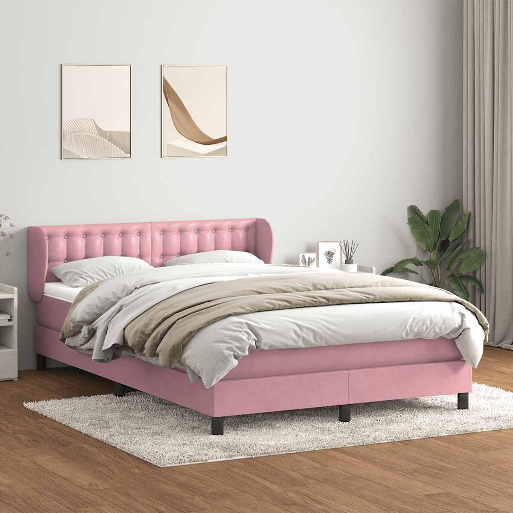 Sommier à lattes de lit avec matelas rose 140x220 cm velours - XIOS