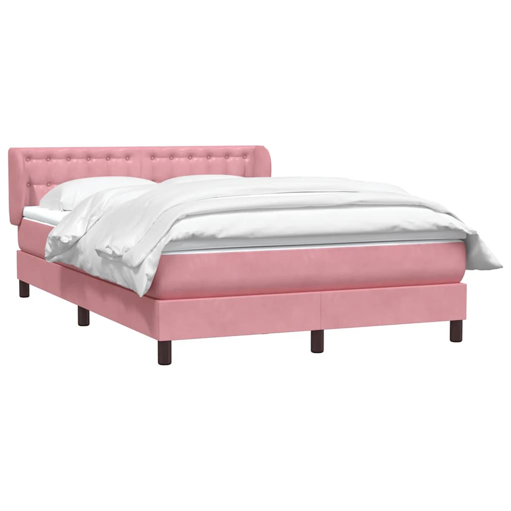 Sommier à lattes de lit avec matelas rose 160x220 cm velours - XIOS